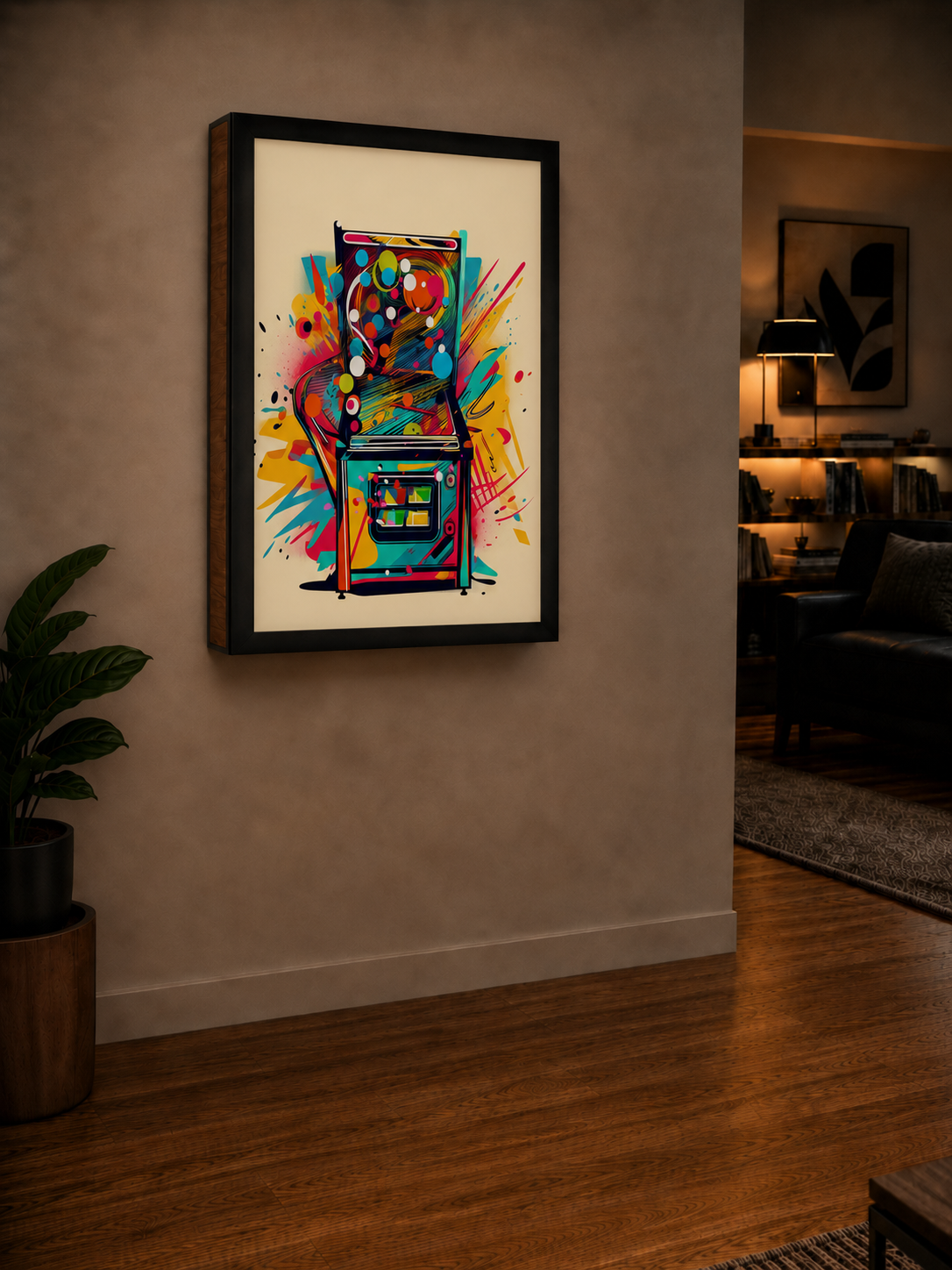 MOWAK digital pinball closed as a decorative wall frame